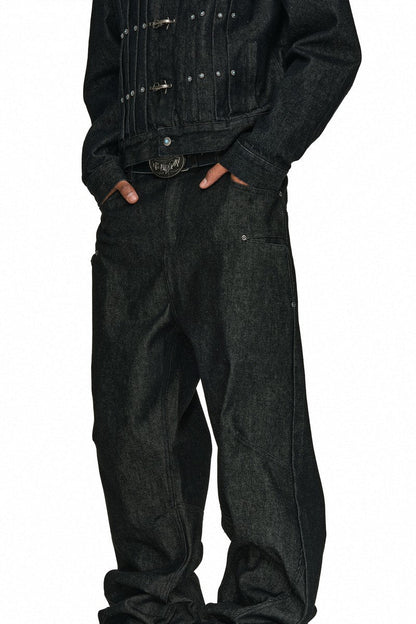 Studded Black Straight Jeans