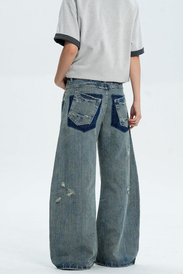 Distressed Blue Street Jeans — Trenqor Basics — view 4