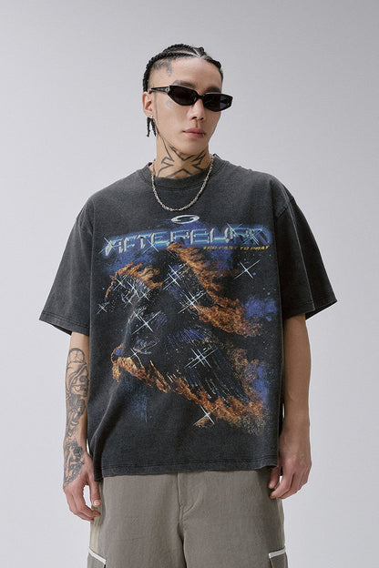 Distressed Washed Graphic T Shirt