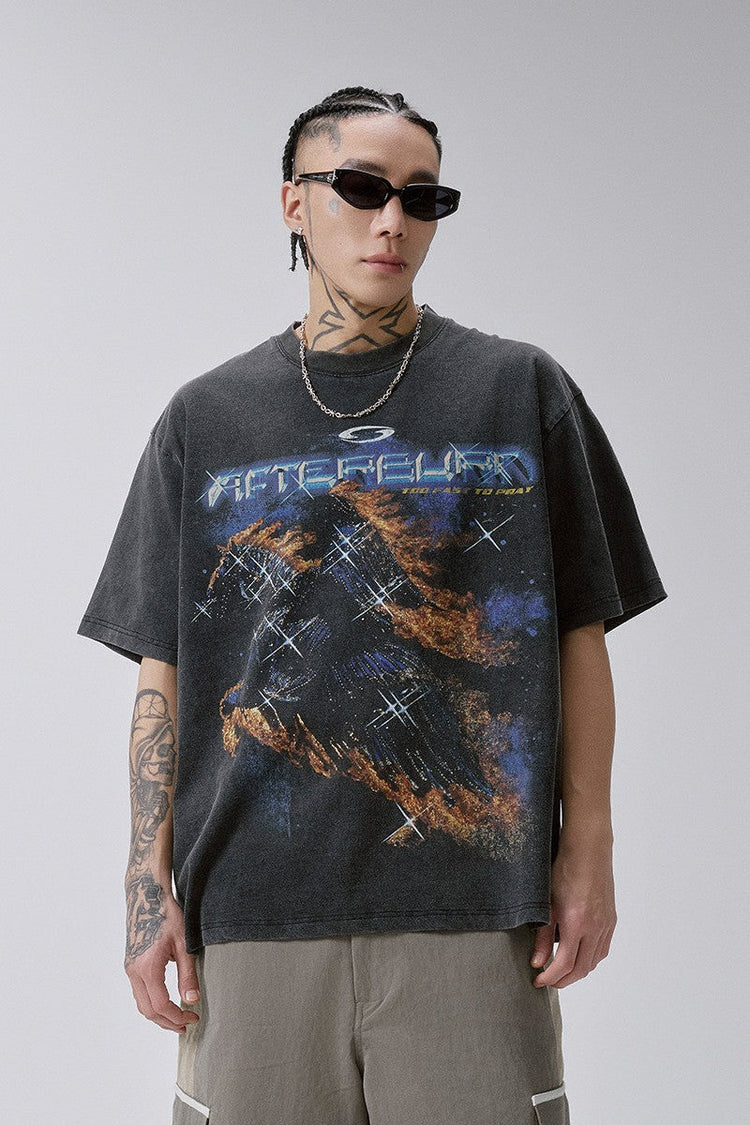 Distressed Washed Graphic T Shirt — F2CE — view 4