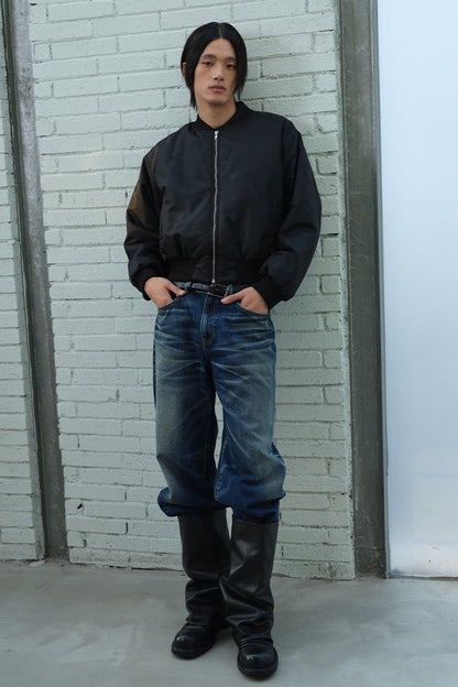 Pleated Bomber Cotton Jacket