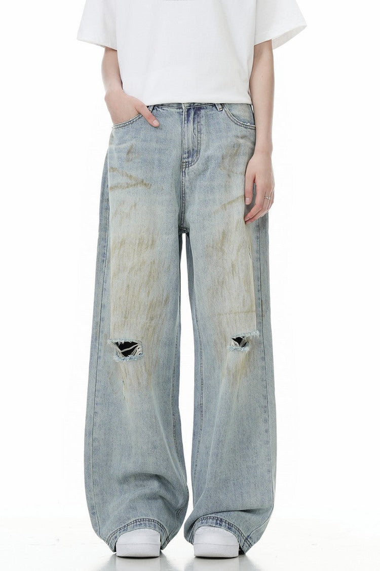 Distressed Cleanfit Straight Jeans Unisex — Trenqor Basics — view 2