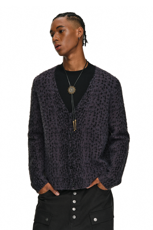 Leopard V-Neck Knit Cardigan
