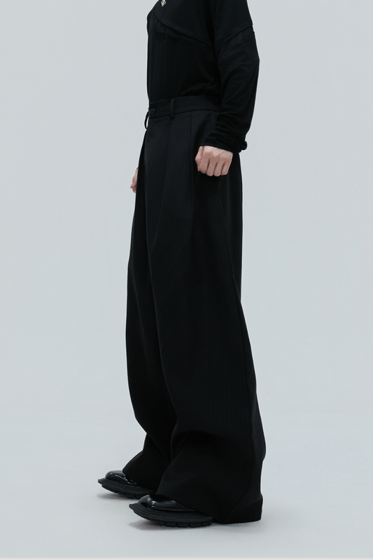 Striped Cinched Waist Trousers