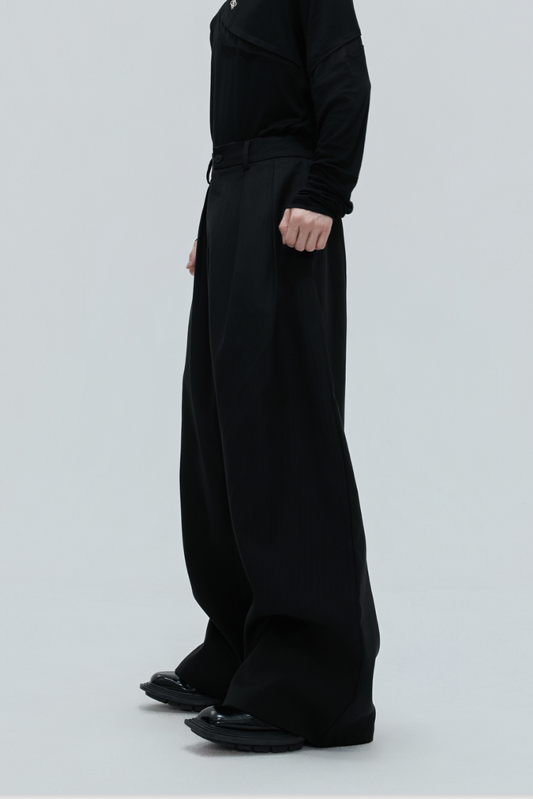 Striped Cinched Waist Trousers