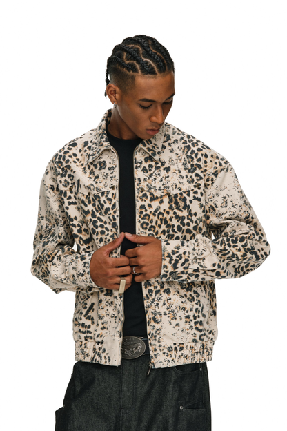 Distressed Leopard Coach Jacket