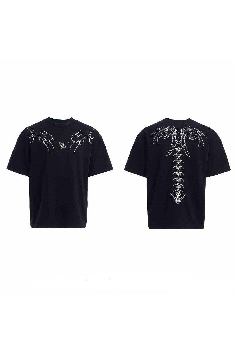 Embroidered Spine Graphic Tee