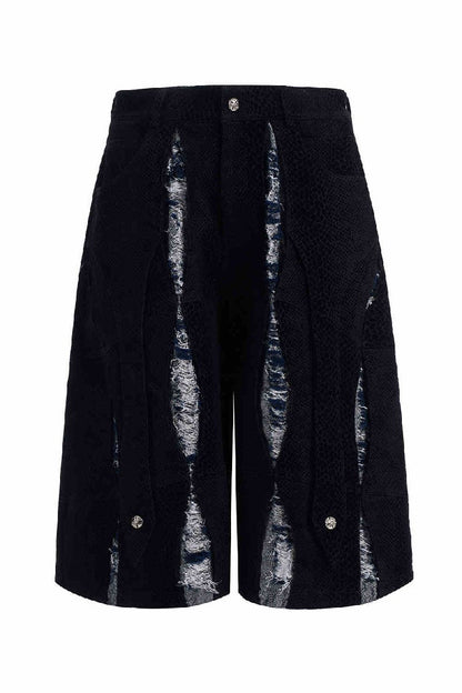Snakeskin Cutout Cropped Shorts
