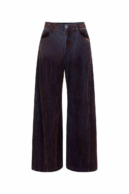 Flocked Patchwork Wide Jeans