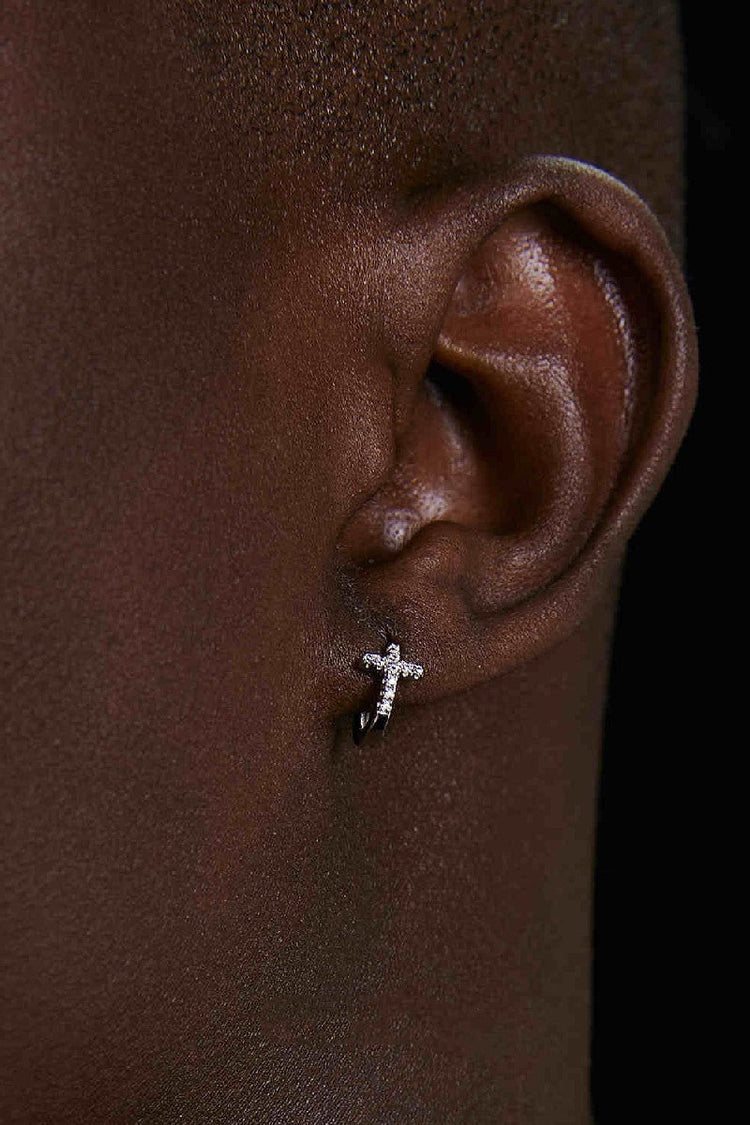 Cross Diamond Stud Earrings — Hit List — view 4