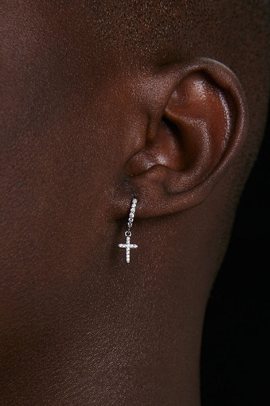 Diamond Cross Hoop Earrings