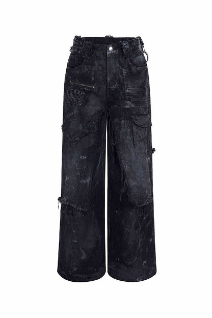 Double Layer Hand-Painted Jeans