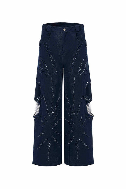 Pearl Studded Distressed Jeans