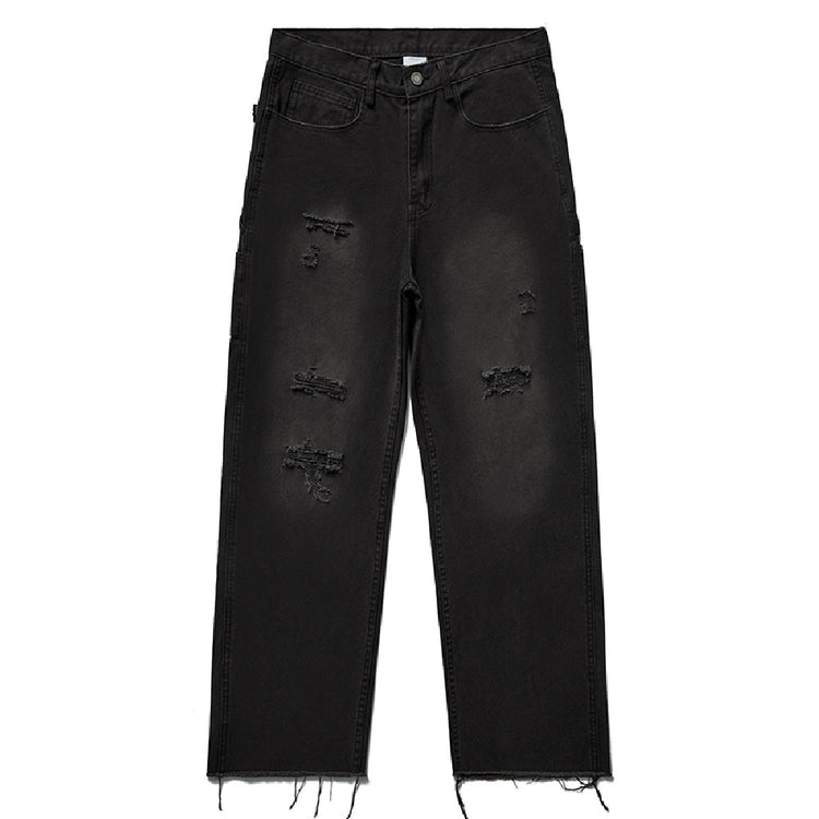 Washed Distressed Fringe Jeans — Remedy — view 8