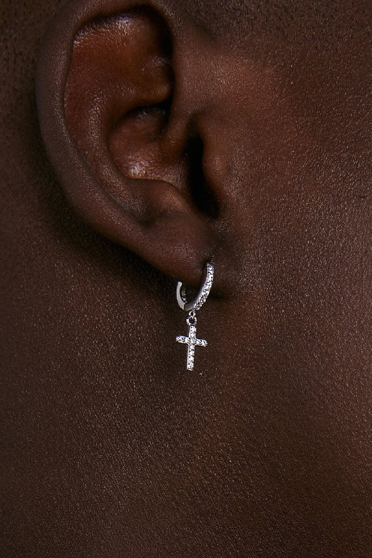 Diamond Cross Hoop Earrings — Hit List — view 7