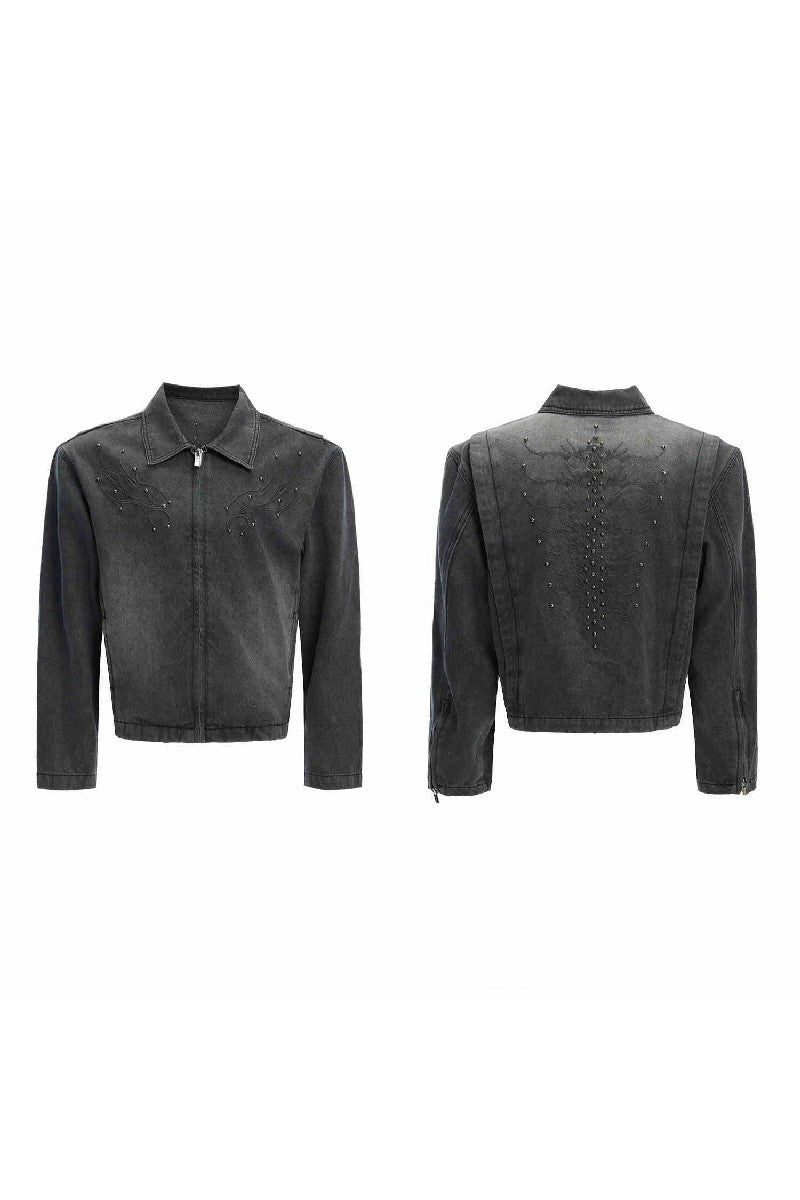 Washed Studded Denim Jacket