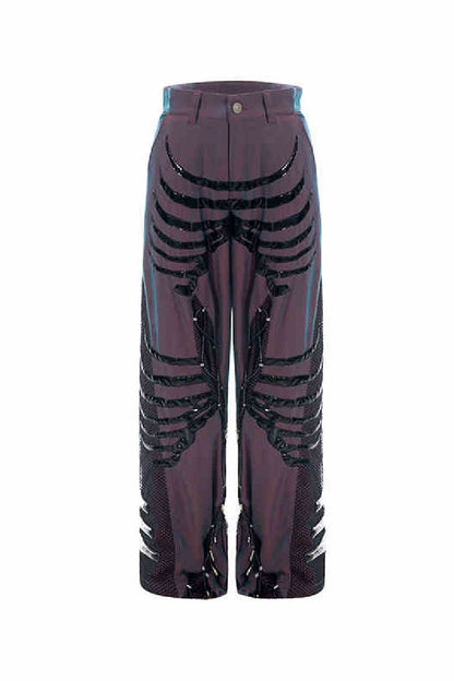 Spine Mesh Patchwork Trousers