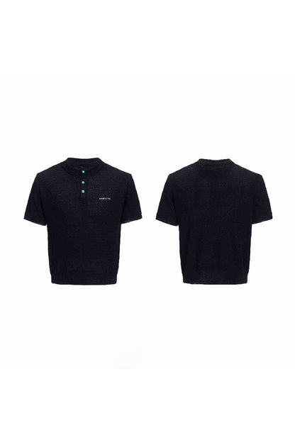 Textured Knit Mesh Tee