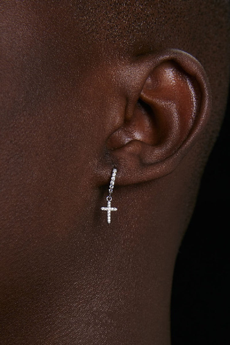 Diamond Cross Hoop Earrings — Hit List — view 2