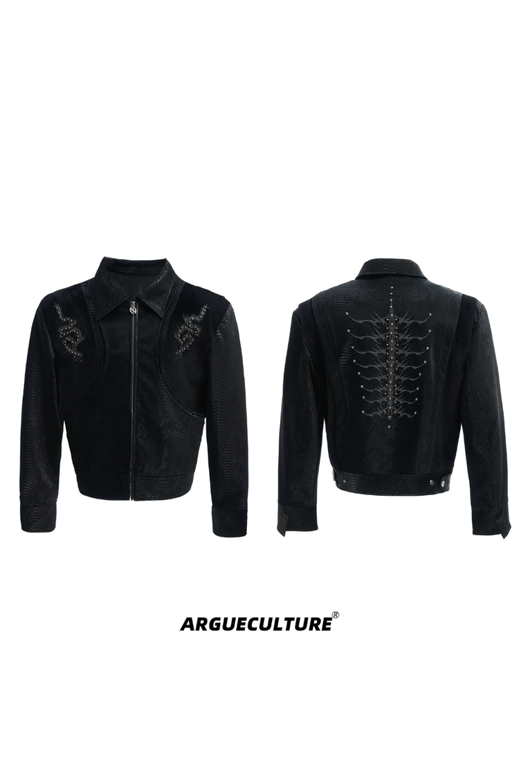 Spine Studded Leather Jacket