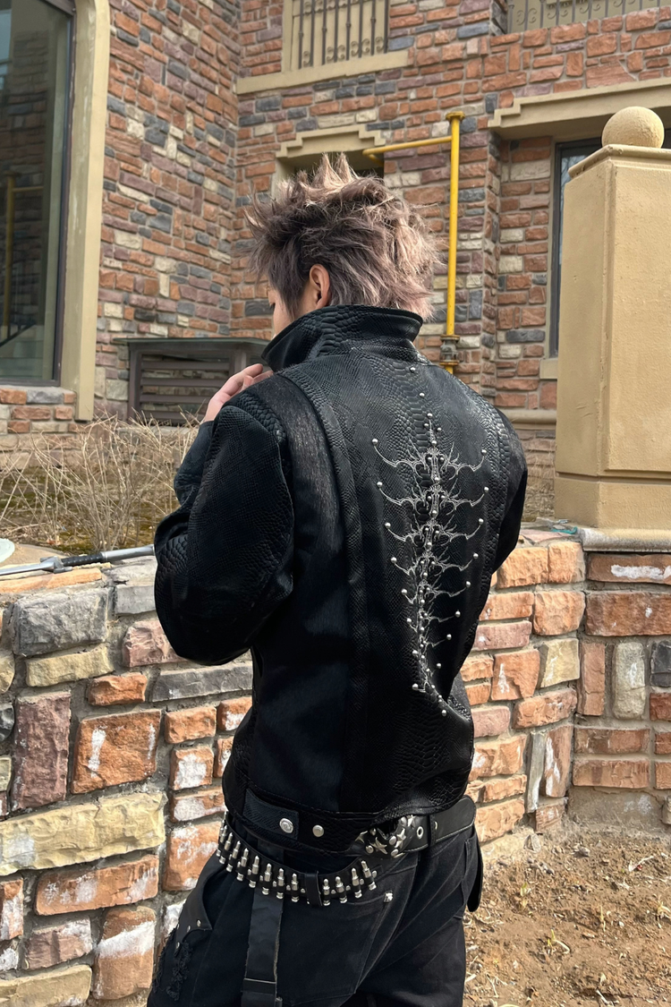 Spine Studded Leather Jacket