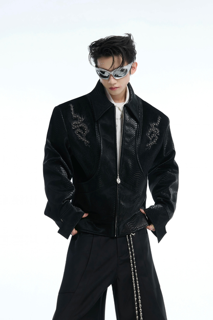 Spine Studded Leather Jacket