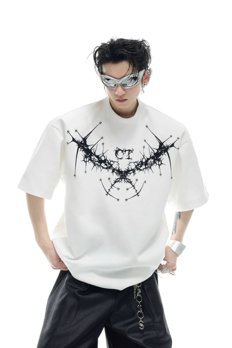 Studded Thistle Embroidery Tee — Argue Culture