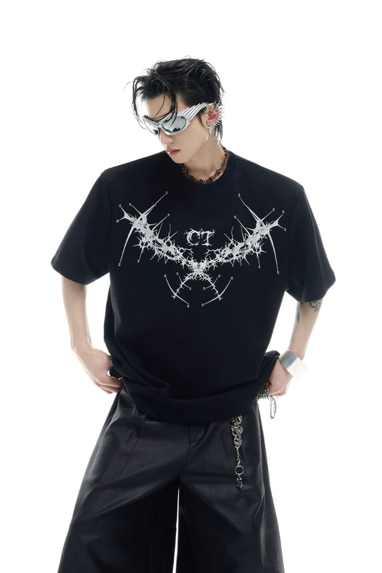 Studded Thistle Embroidery Tee — Argue Culture — view 4