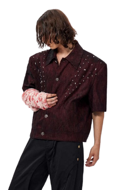 Textured Diamond Short Sleeve Jacket