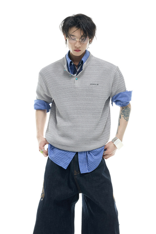 Textured Knit Mesh Tee