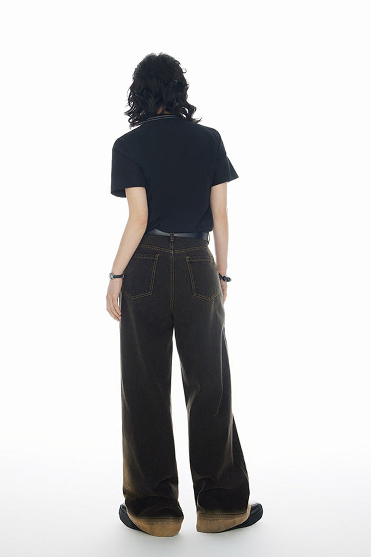 Retro Faded Ombre Denim Jeans — Croworld — view 4