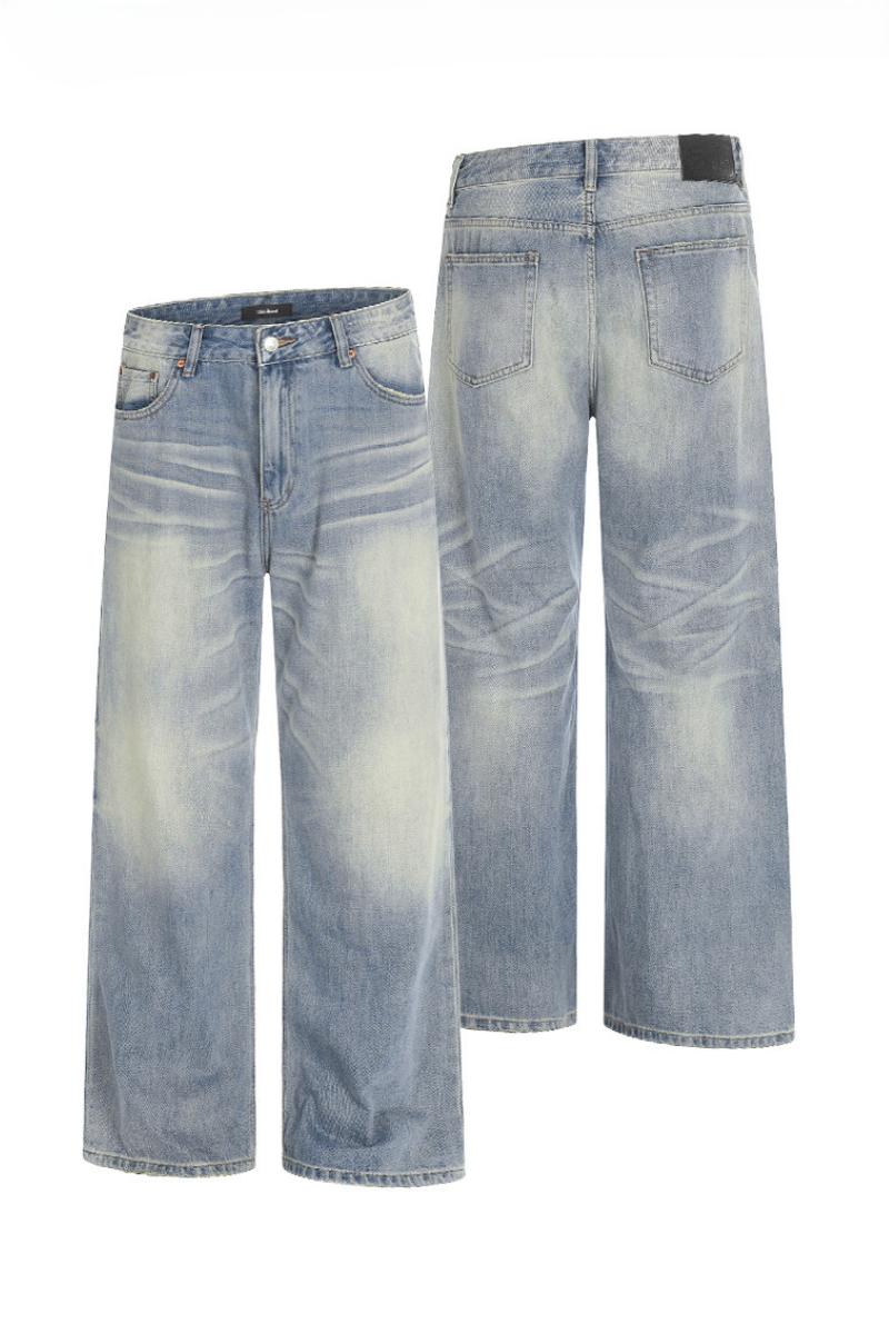 Faded Whisker Wash Bootcut Jeans