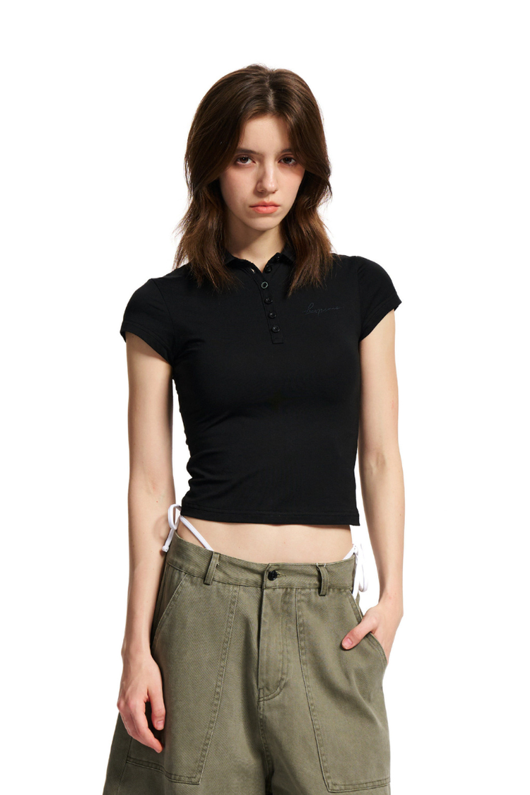 Slim Stretch Polo Tee — Loopsoon — view 2