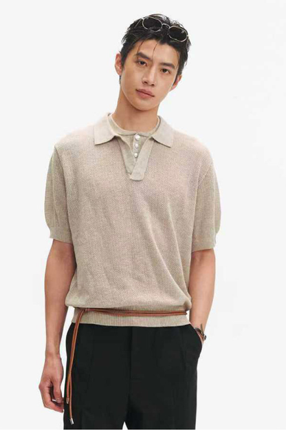 Layered Knit Polo Shirt
