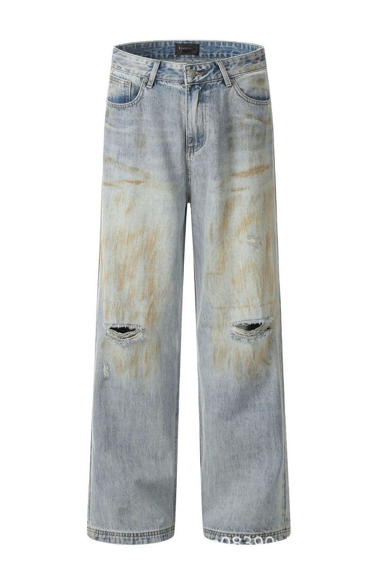 Distressed Cleanfit Straight Jeans Unisex — Trenqor Basics — view 6