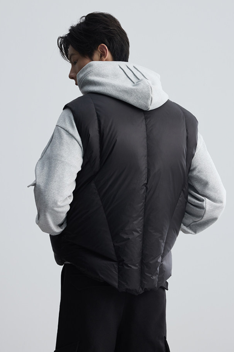 Ribbed Collar Down Vest