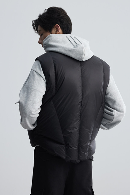 Ribbed Collar Down Vest
