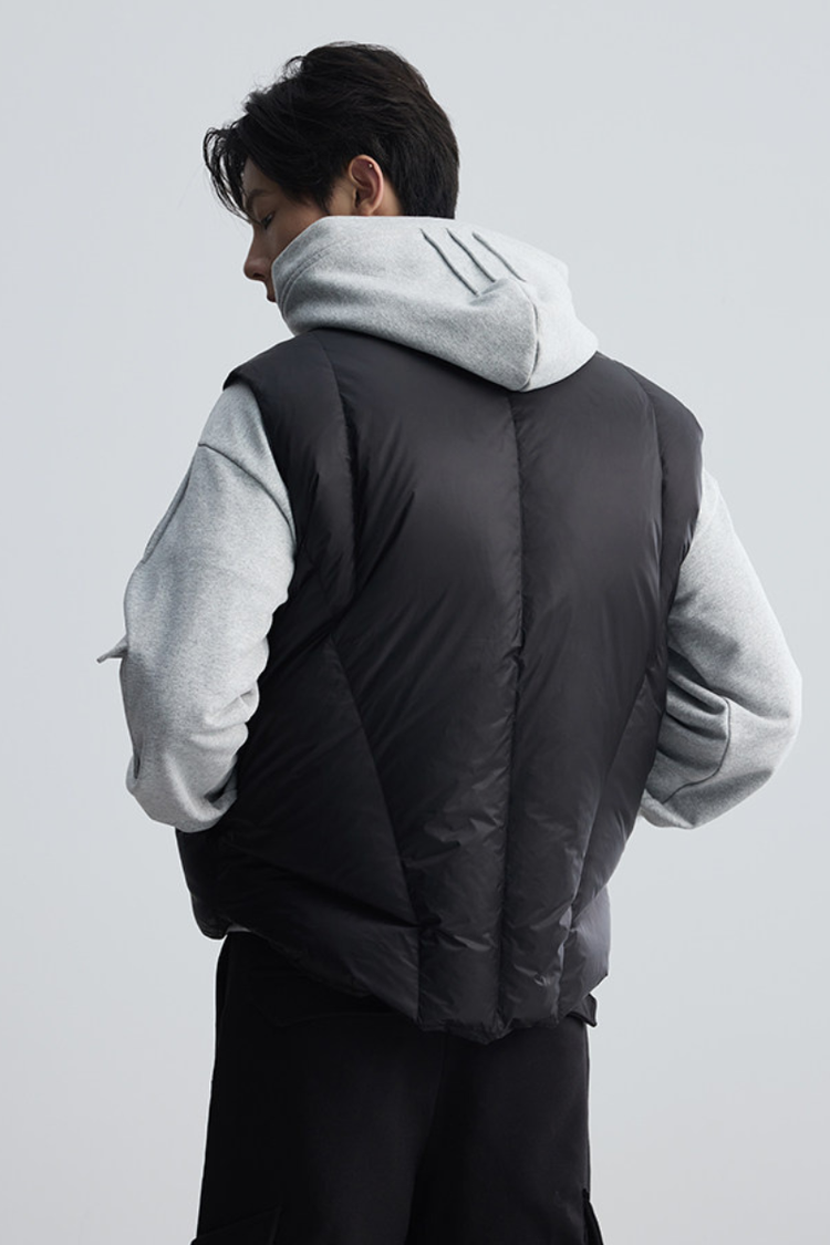 Ribbed Collar Down Vest — Taichiism — view 5