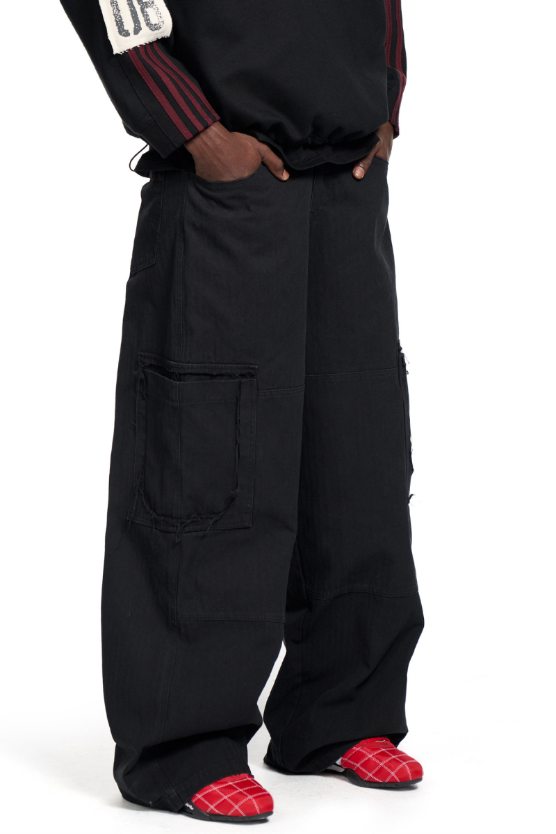 Distressed Side Pocket Cargo Pants