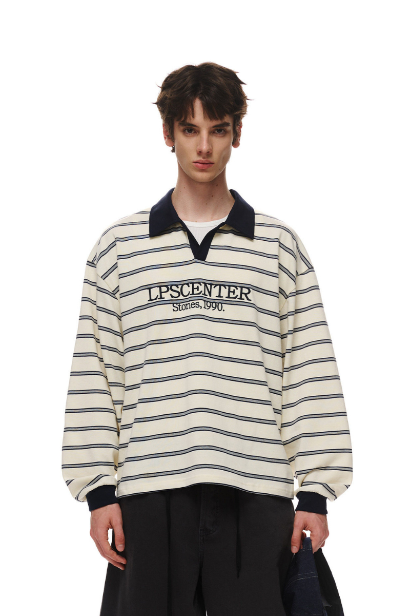 Striped Long Sleeve Polo