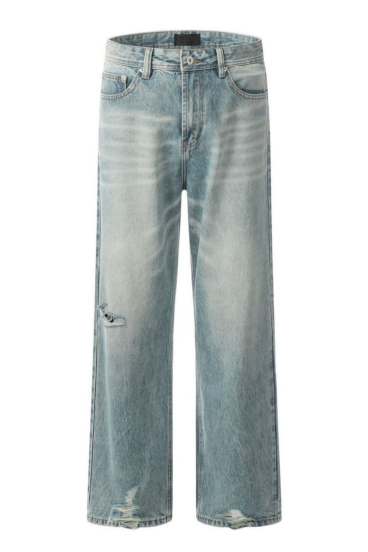 Distressed Light Wash Jeans — Trenqor Basics — view 5