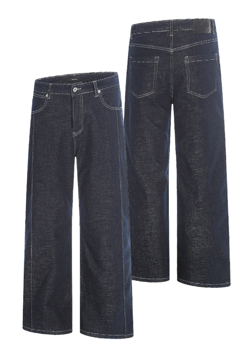 Contrast Raw Stitch Bootcut Jeans