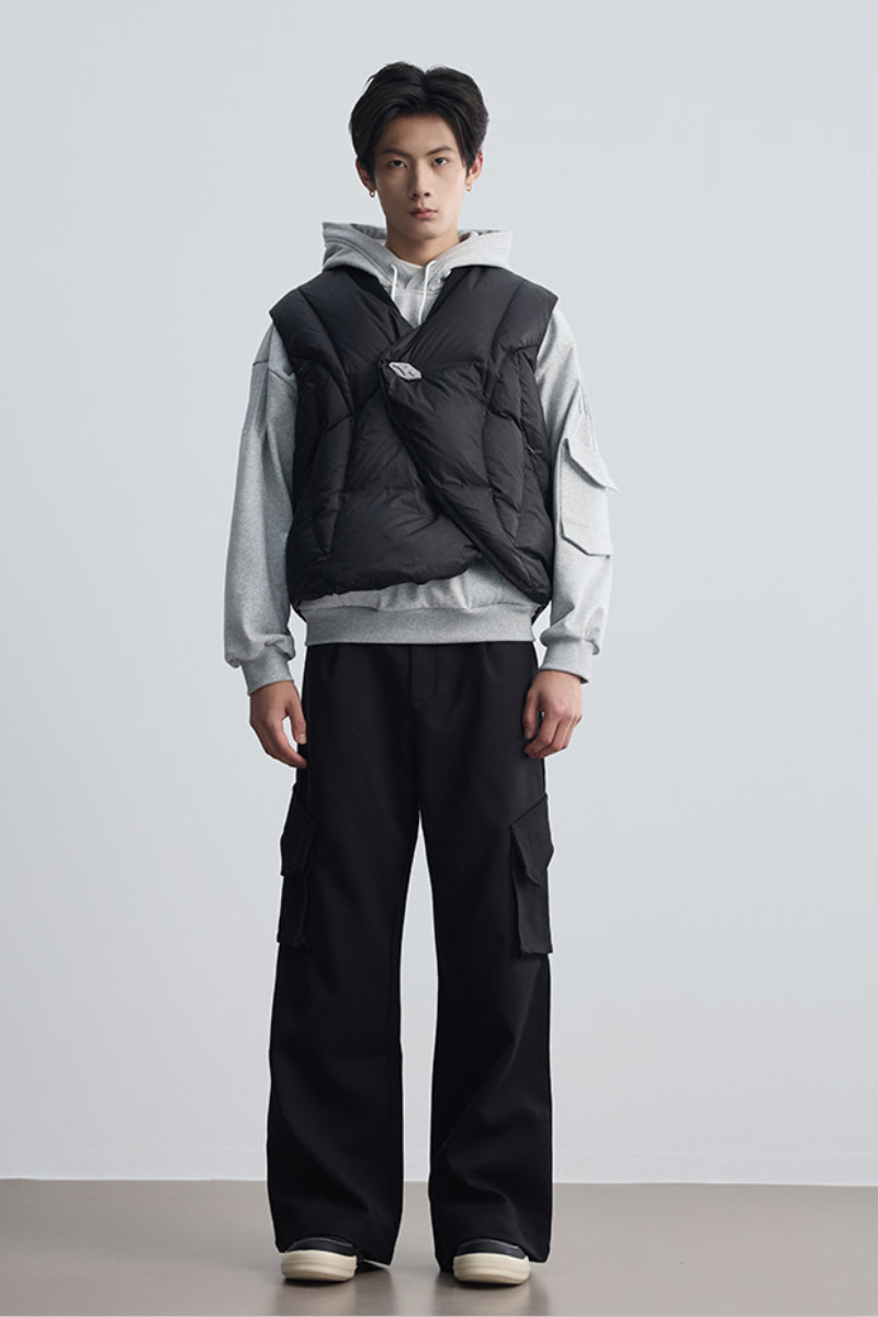 Ribbed Collar Down Vest