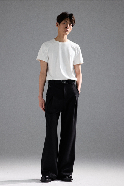 Linen Pleated Wide Pants