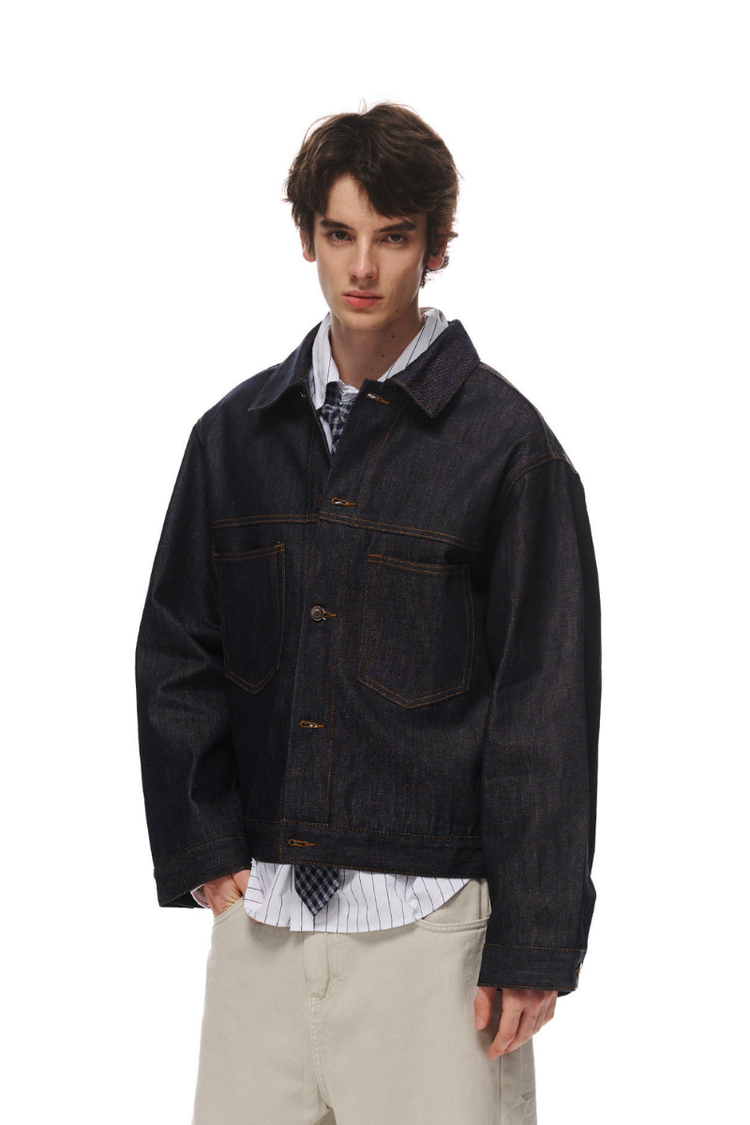 Raw Denim Jacket — Loopsoon — view 2