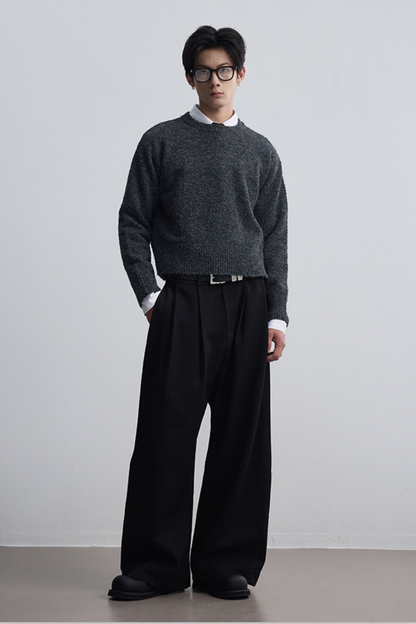 Houndstooth Pleated Wide Pants