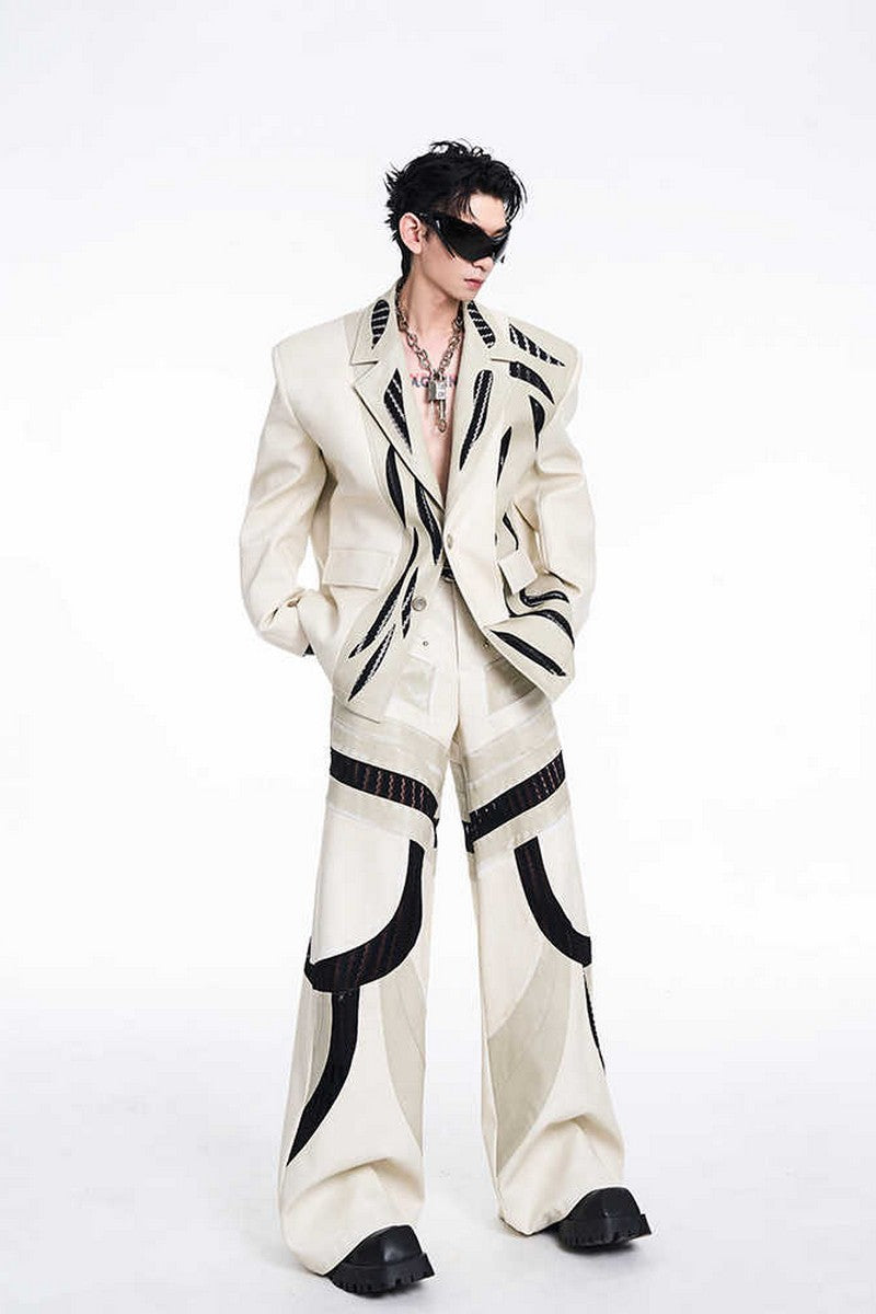 Liquid Mesh Cutout Leather Trousers