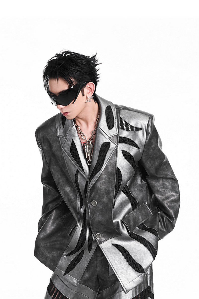 Liquid Mesh Cutout Leather Jacket