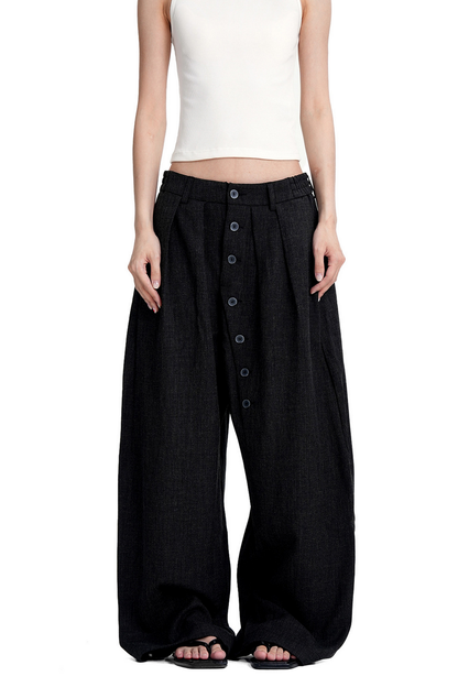 Button Detail Pleated Trousers