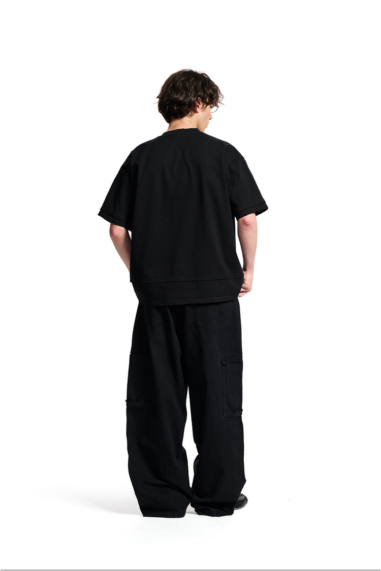 Layered Solid Crew Tee — Loopsoon — view 2